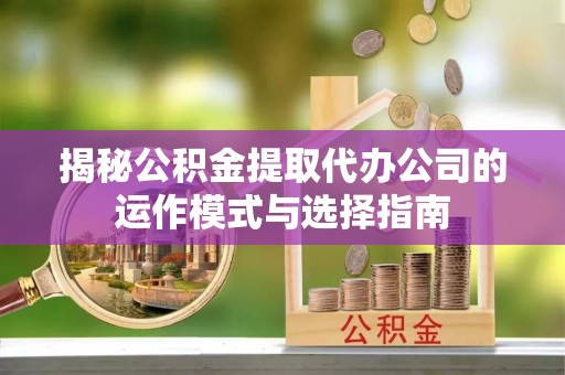 宝应揭秘公积金提取代办公司的运作模式与选择指南