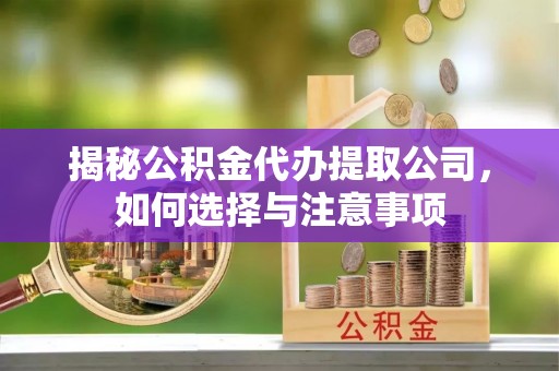宝应揭秘公积金代办提取公司，如何选择与注意事项